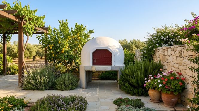 traditional stone bread oven in the backyard of a Cypriot village house